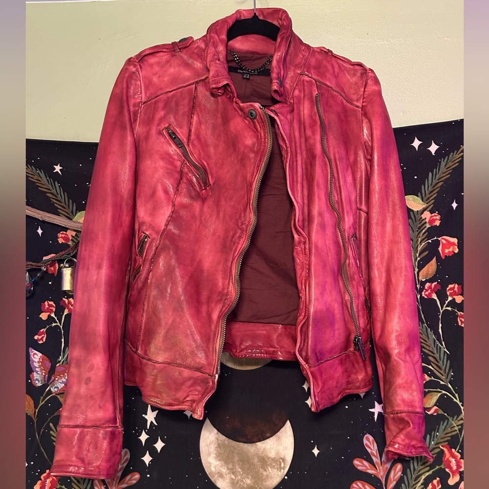 Muubaa vintage red leather jacket